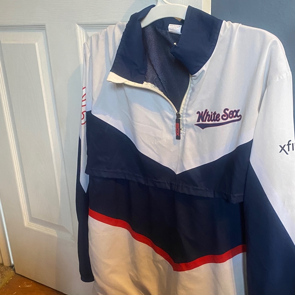 Navy and White Windbreaker Jacket